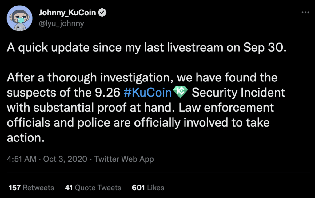 KuCoin Hack Twitter